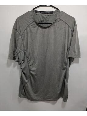 Mens Nike Pro Combat Dri-Fit Gray Fitted Short Sleeve Gym Workout T-Shirt XL